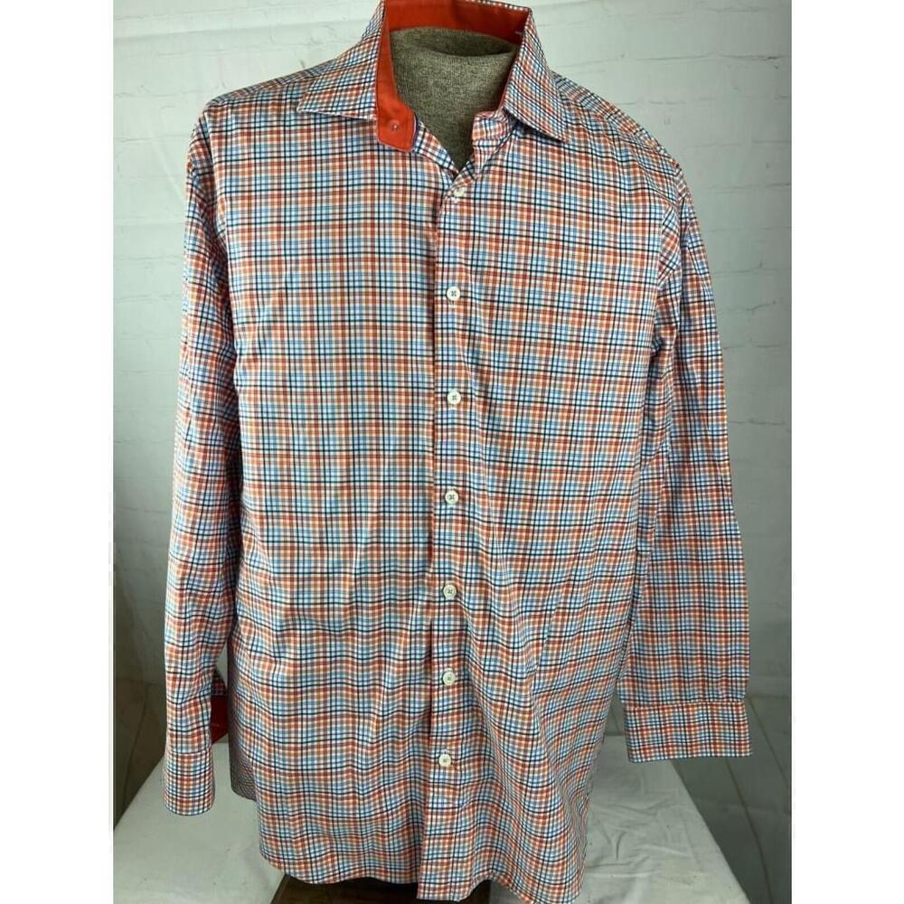 Bugatchi Uomo Mens Button Up Dress Shirt Multicolor Plaid Casual Long Sleeve XL